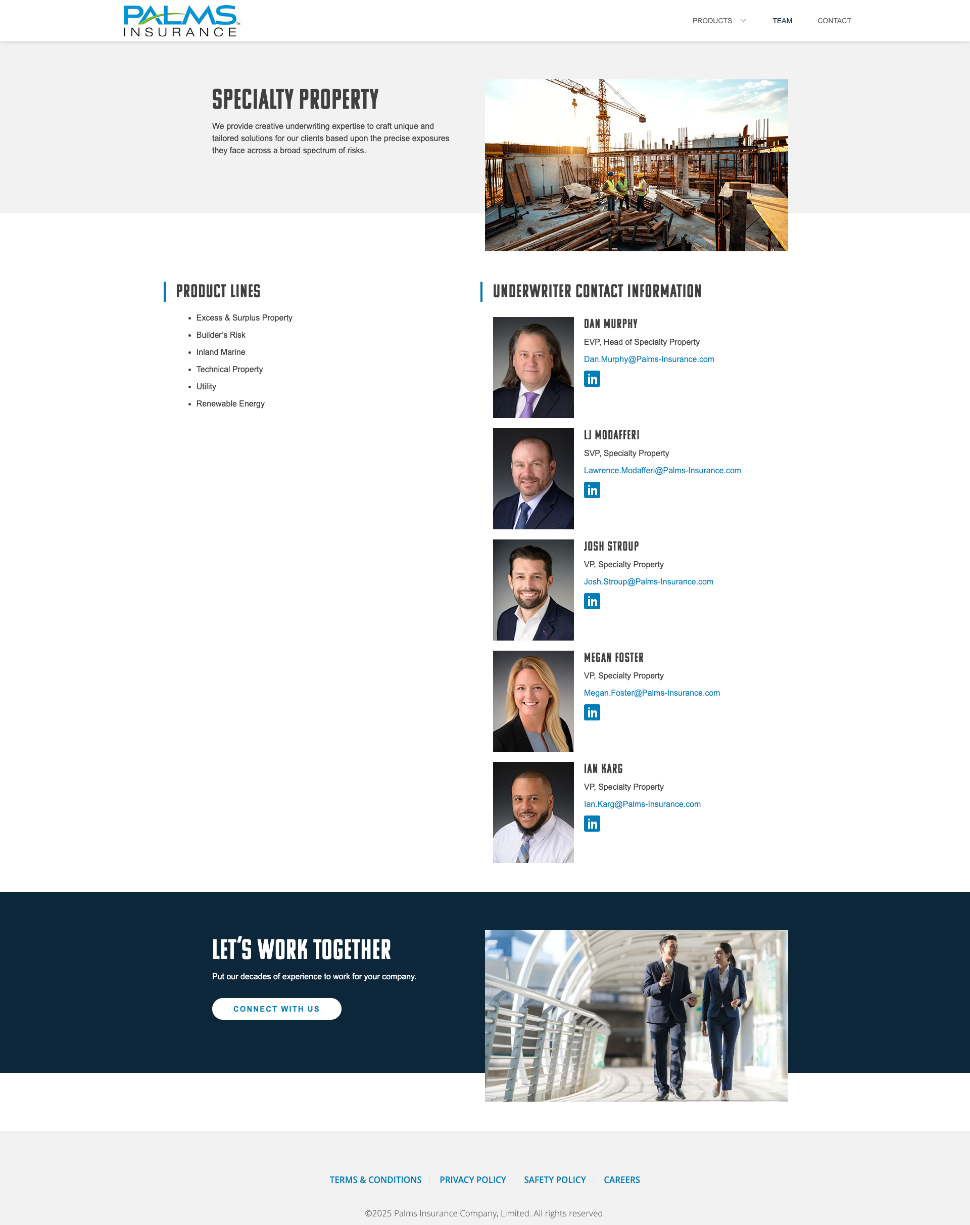 Palms Insurance Product page